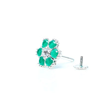 Load image into Gallery viewer, 925 Green flower nose pin (8mm) - vistoso.pk