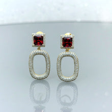 Load image into Gallery viewer, Red Oval Diamond studded Earring