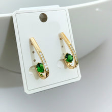 Load image into Gallery viewer, Green Hoop Earring
