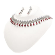 Load image into Gallery viewer, American Diamond Red Bridal Set - vistoso.pk