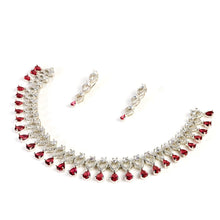 Load image into Gallery viewer, American Diamond Red Bridal Set - vistoso.pk