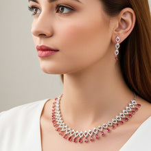 Load image into Gallery viewer, American Diamond Red Bridal Set - vistoso.pk