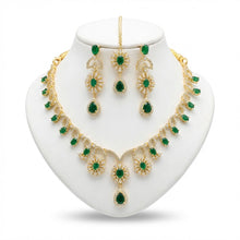 Load image into Gallery viewer, Green Stone Gold Aristocratic Bridal Set