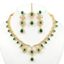 Load image into Gallery viewer, Green Stone Gold Aristocratic Bridal Set