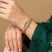 Load image into Gallery viewer, Two-Tone Diamond Cubic Zircon Bangle