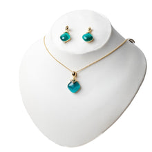 Load image into Gallery viewer, Green Duke Stone Necklace Set (Brass) - vistoso.pk