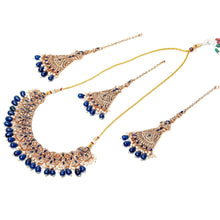 Load image into Gallery viewer, Kundan Blue Stone Bridal Set - vistoso.pk