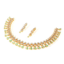 Load image into Gallery viewer, Light Green American Diamond Bridal Set - vistoso.pk