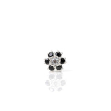 Load image into Gallery viewer, 925 Silver/ Black Flower Nose Pin (5mm) - vistoso.pk