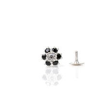 Load image into Gallery viewer, 925 Silver/ Black Flower Nose Pin (5mm) - vistoso.pk