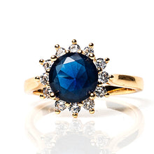 Load image into Gallery viewer, Round Cut Blue Halo Ring - vistoso.pk