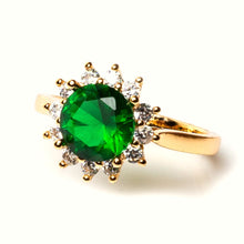 Load image into Gallery viewer, Round Cut Green Halo Ring - vistoso.pk