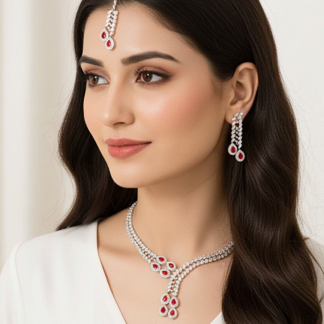 1 Carat Red Dove Bridal Set (Natural Zircons) - vistoso.pk