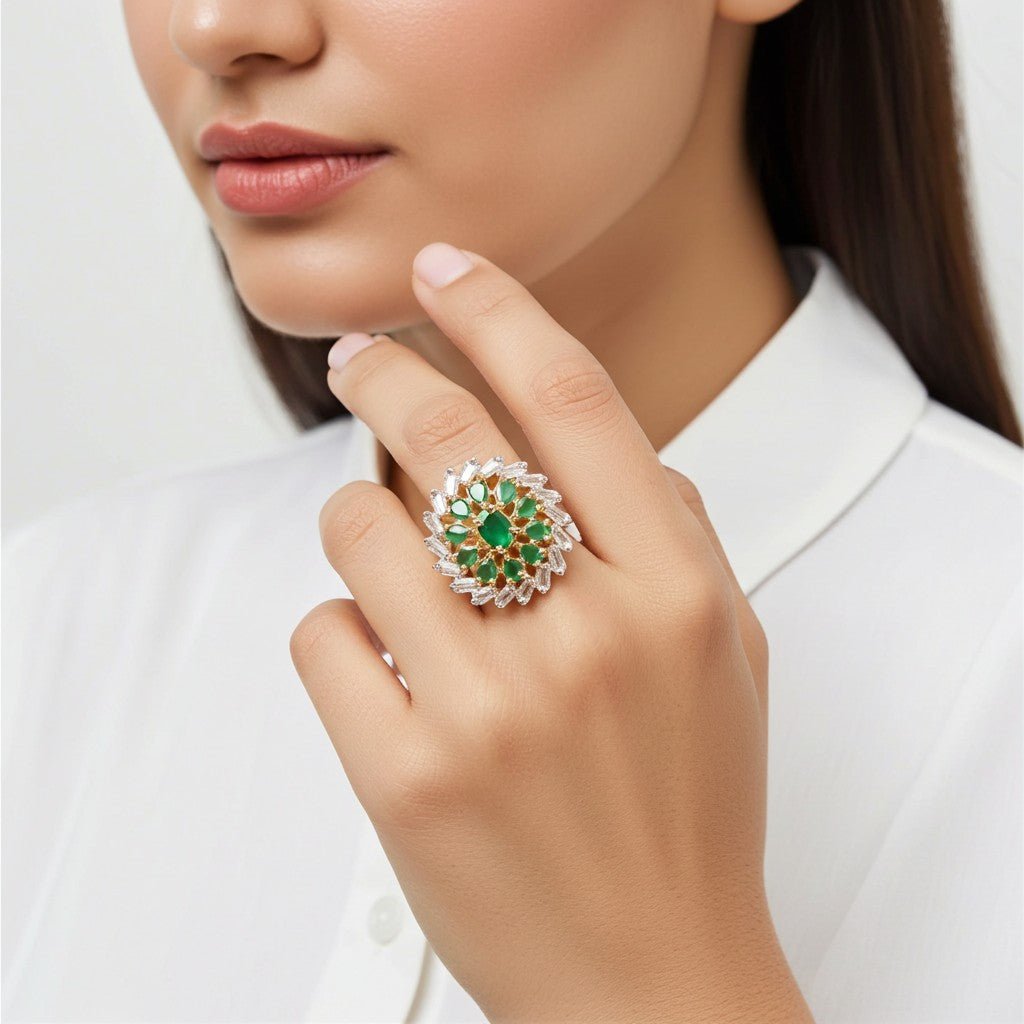 1 Ct Midnight Flower Bridal Ring - vistoso.pk