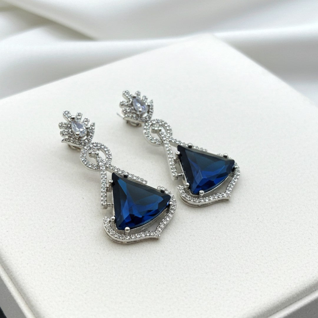 1 Ct Blue Emerald Earrings