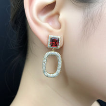 Load image into Gallery viewer, Red Oval Diamond studded Earring
