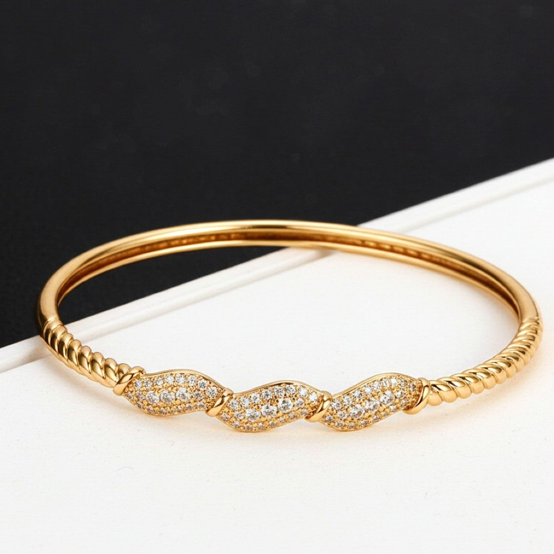 Openable Floral Pave Bangle (Copper)
