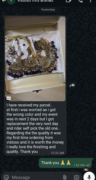 WhatsApp review from customer