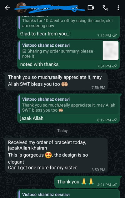 WhatsApp review from customer