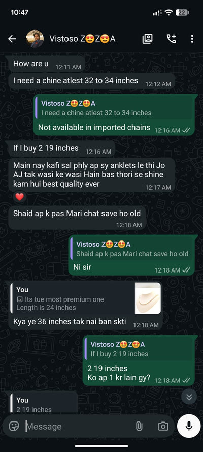 WhatsApp review from customer