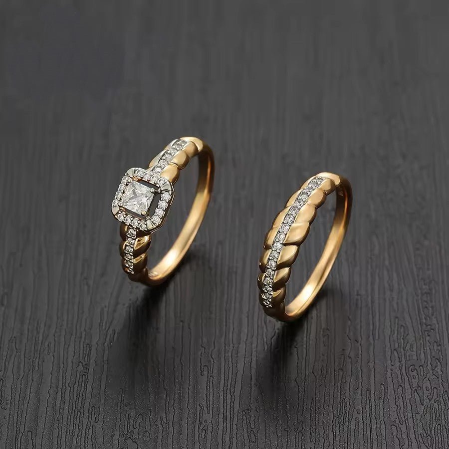 Amora Diamond Cut Double Ring (Brass) - vistoso.pk