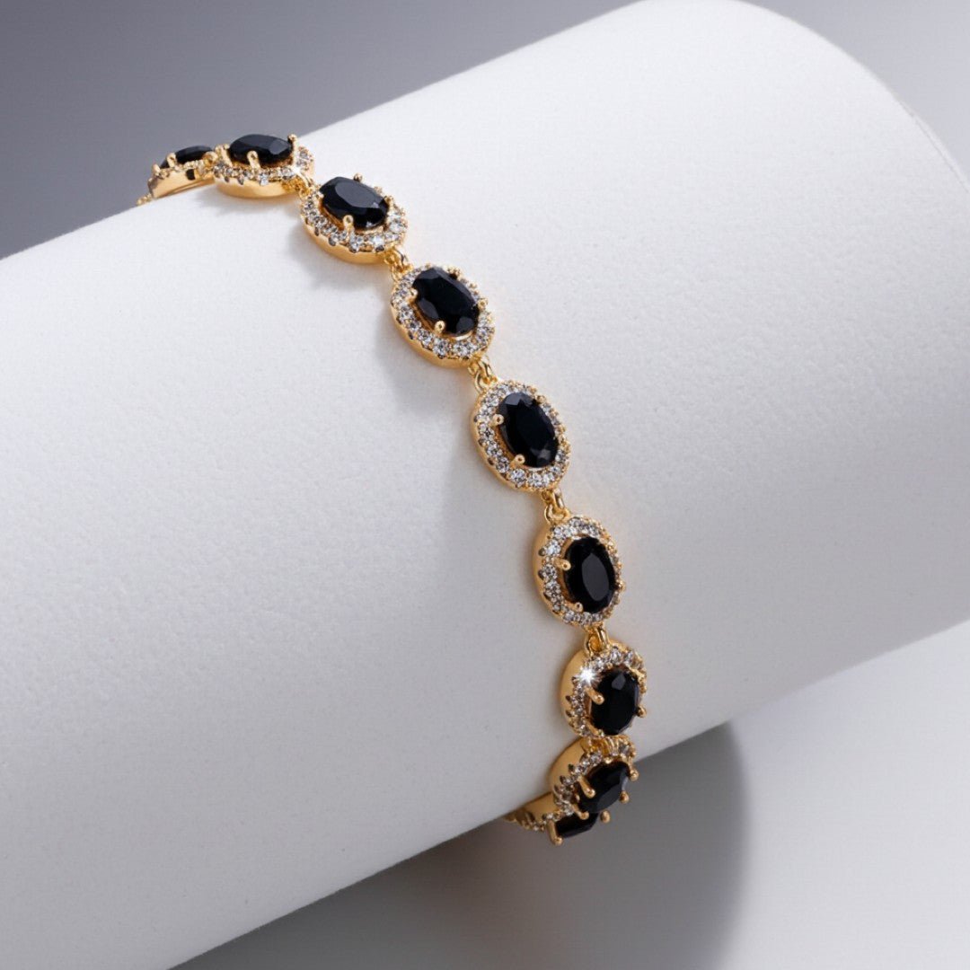 Black Rhinestone Link Bracelet - vistoso.pk