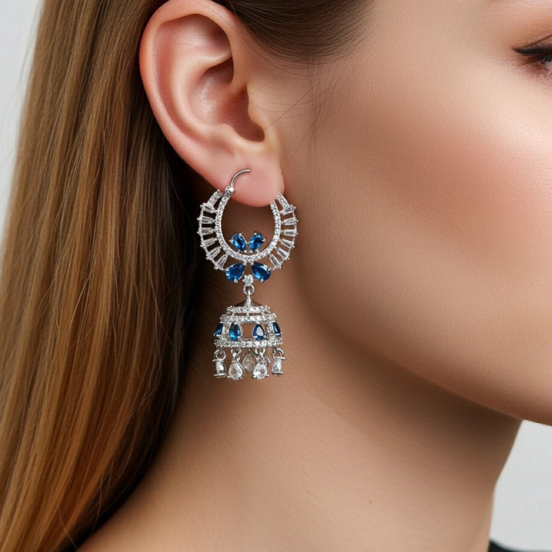 Blue 1 Carat Chandelier Jhumka - vistoso.pk