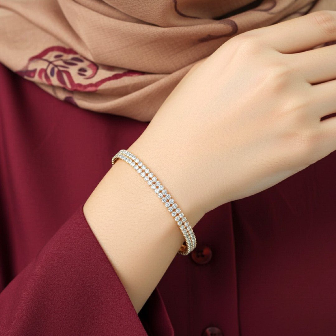 Double Layer Diamond Bracelet (copper) - vistoso.pk