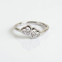 Load image into Gallery viewer, Double Heart Silver Ring
