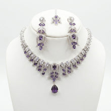 Load image into Gallery viewer, Purple Zircon Bouquet Bridal Set
