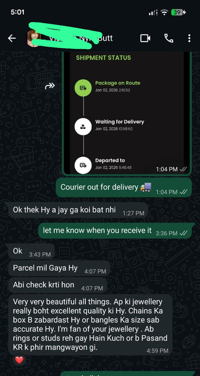 WhatsApp review from customer