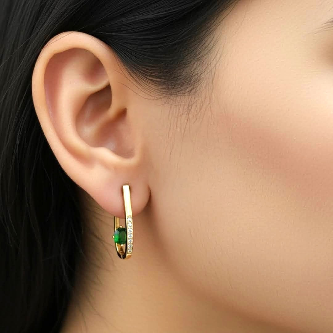 Green Hoop Earring