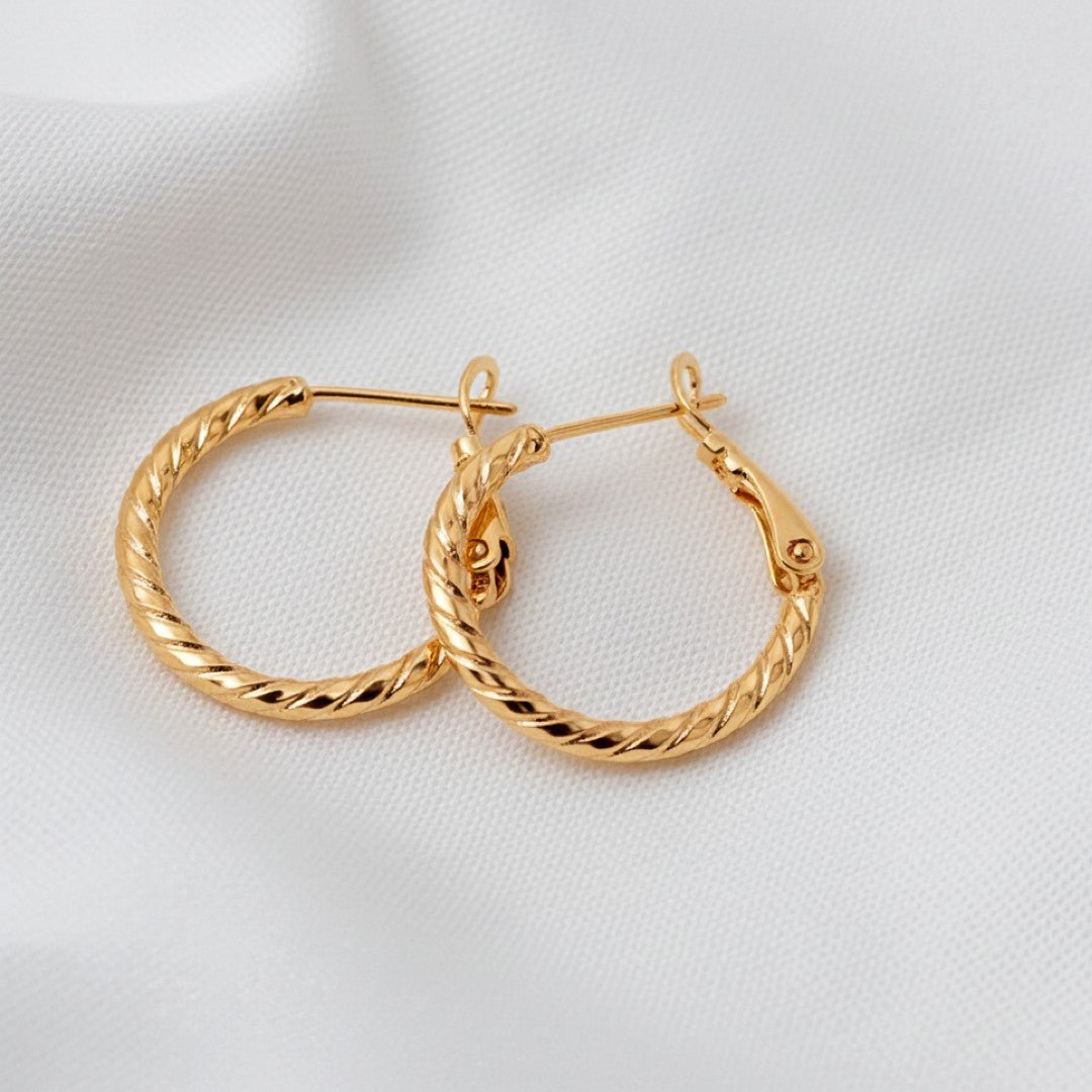 Gold Twisted Earrings (Copper) - vistoso.pk
