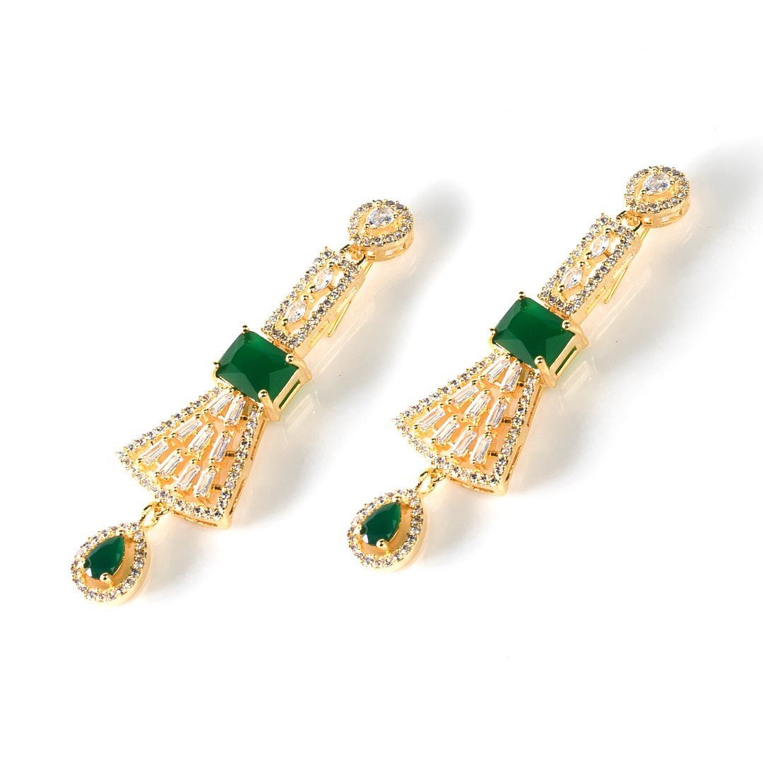 Green three - tone 1 Carat Earring (50 mm) - vistoso.pk
