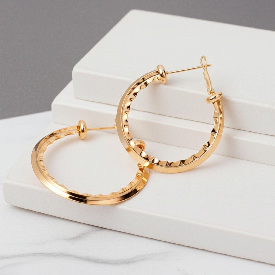 Large Gold Plated Hoop Earcuffs (35mm) - vistoso.pk