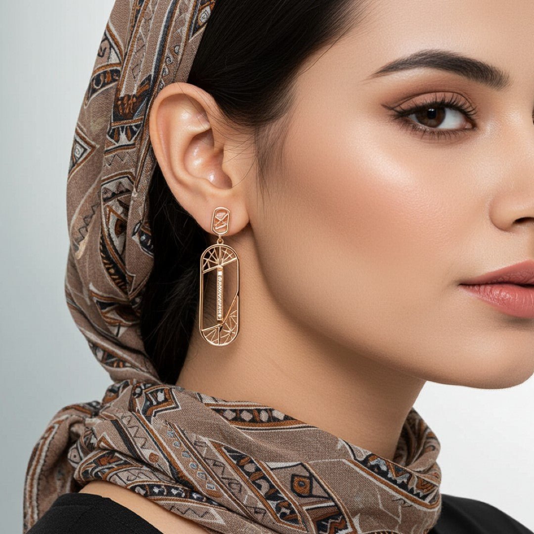 Large Oval Glitter Earrings (38 mm) - vistoso.pk