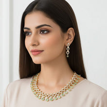 Load image into Gallery viewer, Light Green American Diamond Bridal Set - vistoso.pk
