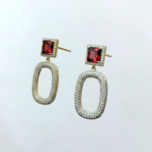 Load image into Gallery viewer, Red Oval Diamond studded Earring
