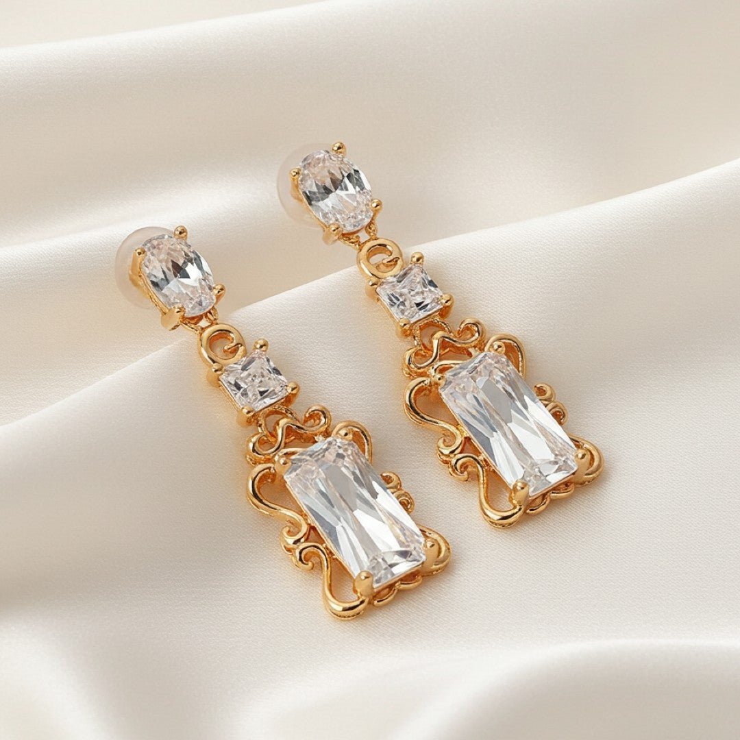 Vintage Style Cubic Zirconia Earring (27mm) - vistoso.pk