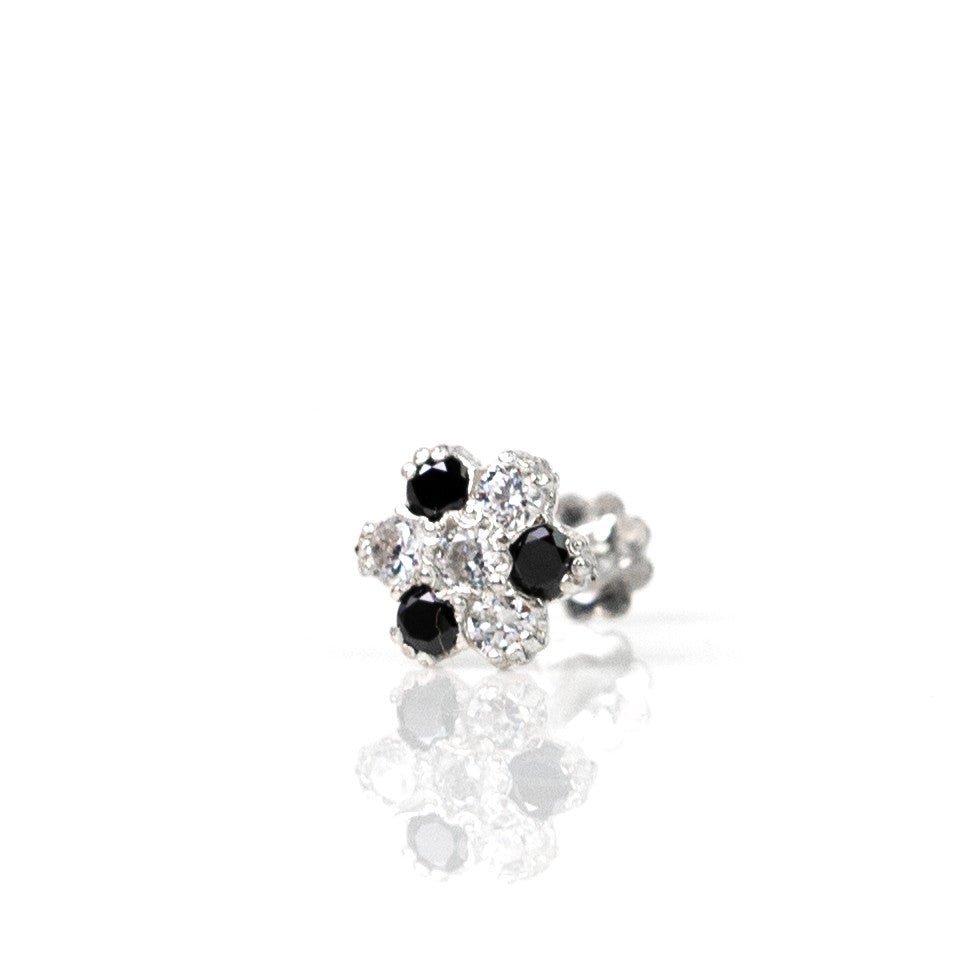 925 Silver Black & White Nose Pin (5mm) - vistoso.pk