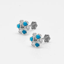Load image into Gallery viewer, 925 Silver Blue Flower Nose Pin (8mm) - vistoso.pk

