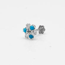 Load image into Gallery viewer, 925 Silver Blue Flower Nose Pin (8mm) - vistoso.pk
