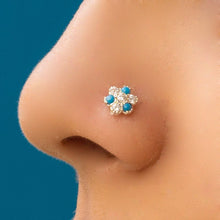 Load image into Gallery viewer, 925 Silver Blue Flower Nose Pin (8mm) - vistoso.pk
