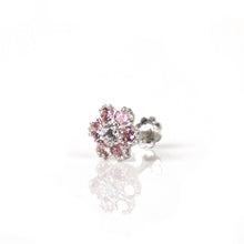 Load image into Gallery viewer, Pink 925 Silver Flower Nose Pin (8mm) - vistoso.pk

