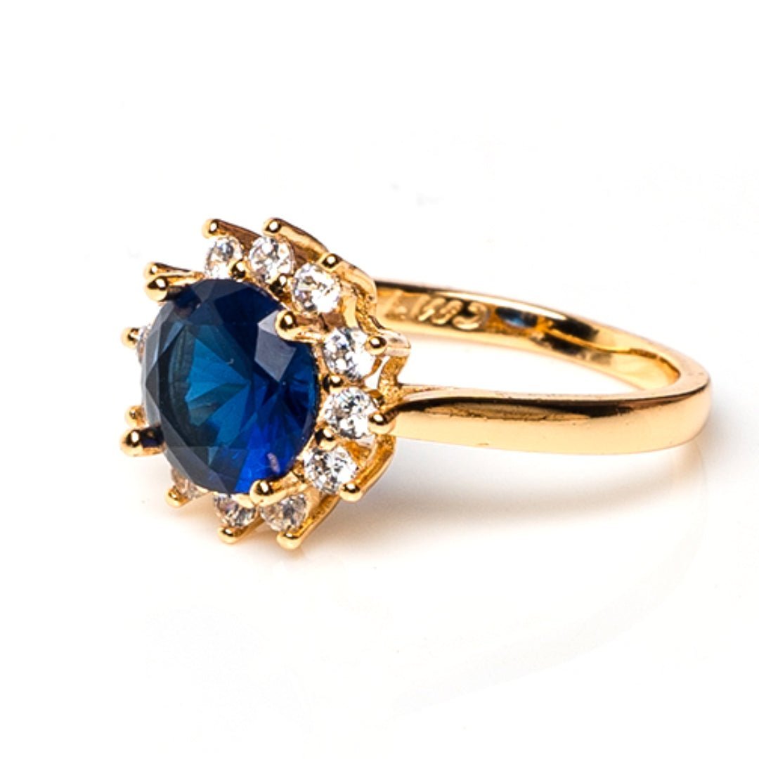 Round Cut Blue Halo Ring - vistoso.pk